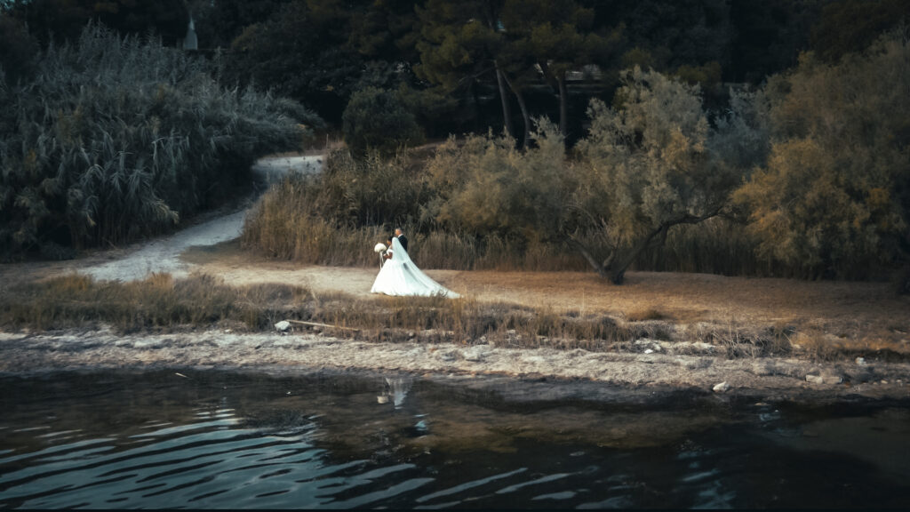 Photographie de mariage aérienne par drone à Montpellier