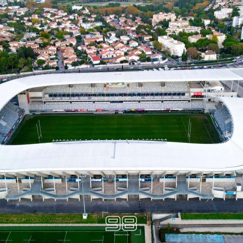 GGL Stadium prise de vue aerienne. Boite de production Montpellier